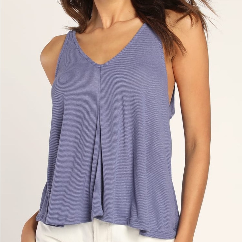 Lulu’s Dani Periwinkle Blue Ribbed Tank Top Free People